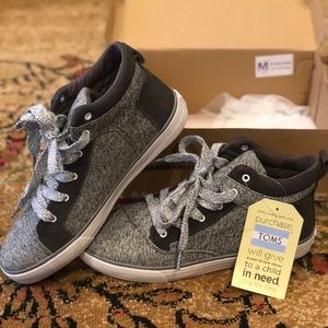 TOMS Camilla High Grey Suede Textile Sneakers